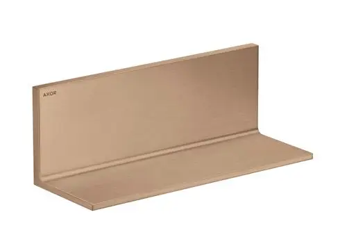 Ablage in abgeschrägter Form mit gebürsteter roter Goldoberfläche, hergestellt von AXOR. Sie ist schlicht und funktional gestaltet.